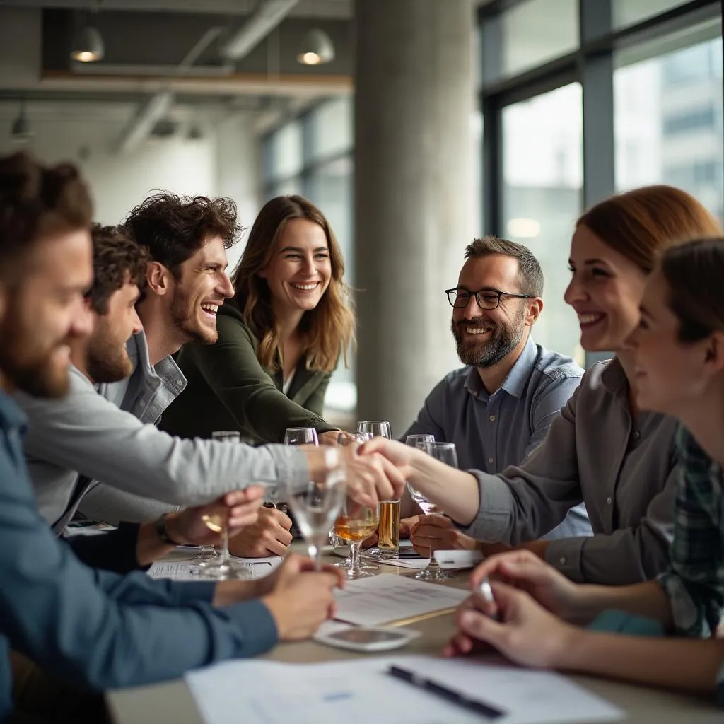 Celebración de un hito de proyecto con un cliente